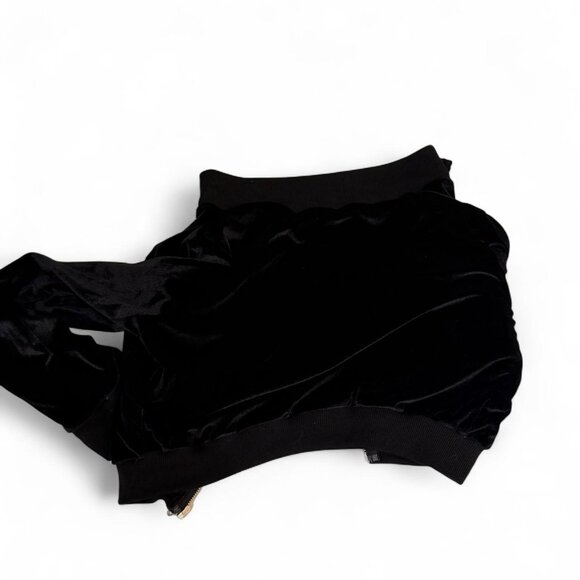 Black velvet cropped zip-up jacket - Picture 2 of 2